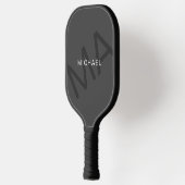 Modernes Personalisiertes Monogramm Grau Pickleball Schläger (Links)