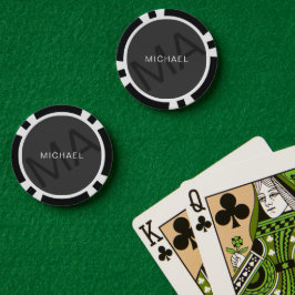 Modernes Personalisiertes Monogramm Grau Pokerchips