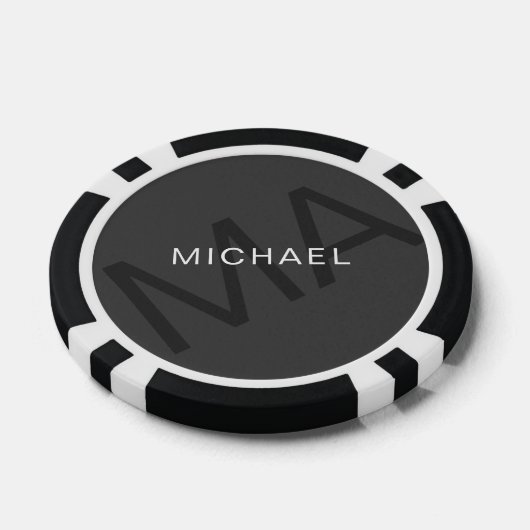 Modernes Personalisiertes Monogramm Grau Pokerchips (Einzeln)