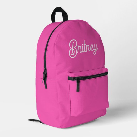 Modernes, Personalisiertes Monogramm mit Hot Pink Bedruckter Rucksack (Rückseitige Ecke links)