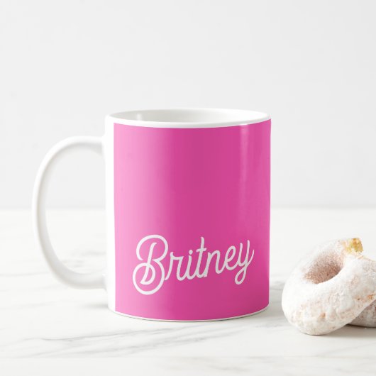 Modernes, Personalisiertes Monogramm mit Hot Pink  Kaffeetasse (Mit Donut)