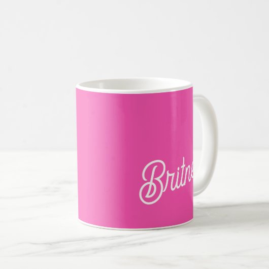 Modernes, Personalisiertes Monogramm mit Hot Pink  Kaffeetasse (VorderseiteRechts)