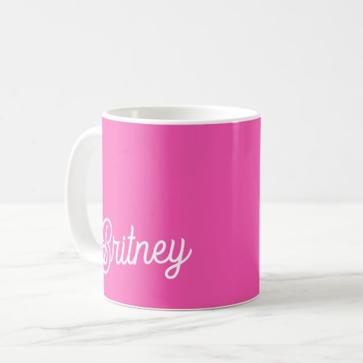 Modernes, Personalisiertes Monogramm mit Hot Pink Kaffeetasse (Vorderseite Links)