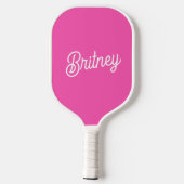 Modernes, Personalisiertes Monogramm mit Hot Pink Pickleball Schläger (Rückseite)