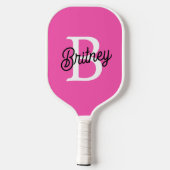 Modernes, Personalisiertes Monogramm mit Hot Pink  Pickleball Schläger (Rückseite)