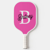 Modernes, Personalisiertes Monogramm mit Hot Pink  Pickleball Schläger (Vorderseite)