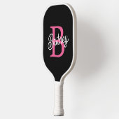 Modernes, Personalisiertes Monogramm mit Hot Pink  Pickleball Schläger (Links)