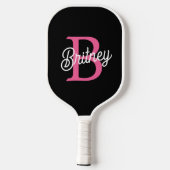 Modernes, Personalisiertes Monogramm mit Hot Pink  Pickleball Schläger (Rückseite)