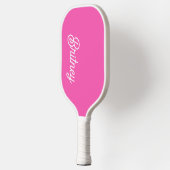 Modernes, Personalisiertes Monogramm mit Hot Pink Pickleball Schläger (Links)