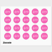 Modernes, Personalisiertes Monogramm mit Hot Pink Runder Aufkleber (Blatt)