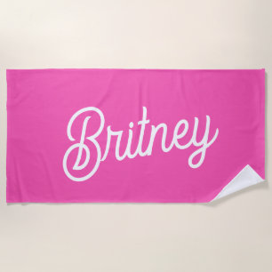 Modernes, Personalisiertes Monogramm mit Hot Pink Strandtuch