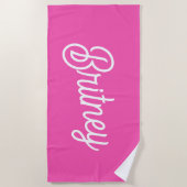 Modernes, Personalisiertes Monogramm mit Hot Pink Strandtuch (Vorderseite)