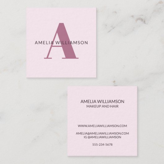 Modernes Personalisiertes Monogramm Quadratische Visitenkarte (Vorne/Hinten)