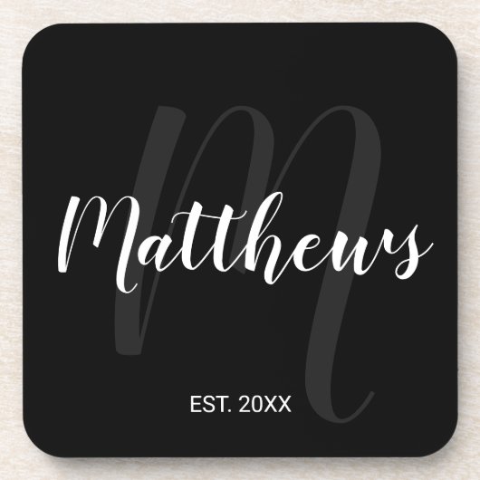 Modernes Personalisiertes Monogramm und Familienna Getränkeuntersetzer (Vorderseite)