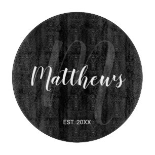 Modernes Personalisiertes Monogramm und Familienna Schneidebrett