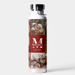 Modernes Personalisiertes Monogramm und Fotolage Trinkflasche