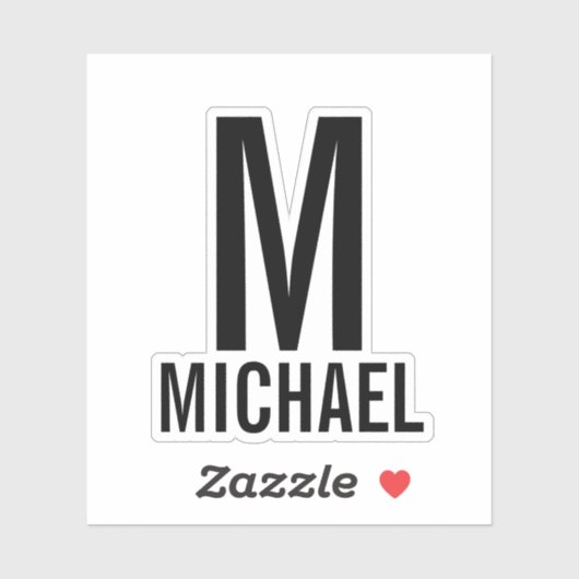 Modernes Personalisiertes Monogramm und Name Aufkleber (Blatt)