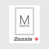 Modernes Personalisiertes Monogramm und Name Aufkleber (Blatt)