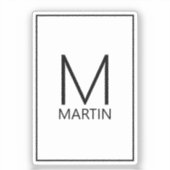 Modernes Personalisiertes Monogramm und Name Aufkleber (Vorderseite)