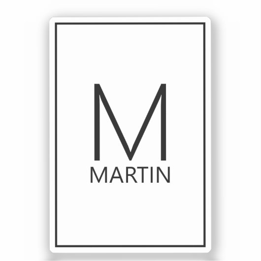 Modernes Personalisiertes Monogramm und Name Aufkleber (Vorderseite)