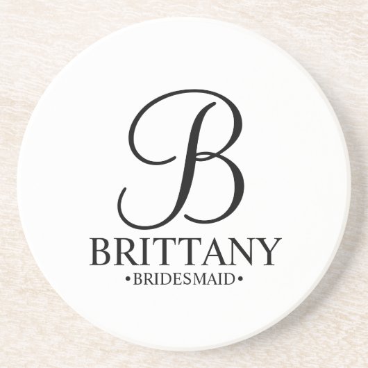 Modernes Personalisiertes Monogramm und Name Bride Getränkeuntersetzer (Vorne)
