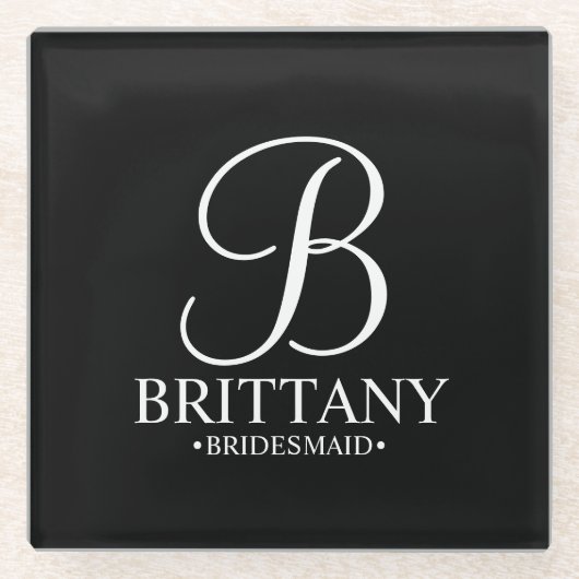 Modernes Personalisiertes Monogramm und Name Bride Glasuntersetzer (Vorderseite)
