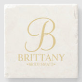 Modernes Personalisiertes Monogramm und Name Bride Steinuntersetzer (Vorderseite)