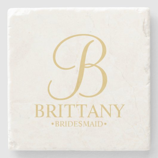Modernes Personalisiertes Monogramm und Name Bride Steinuntersetzer (Vorderseite)