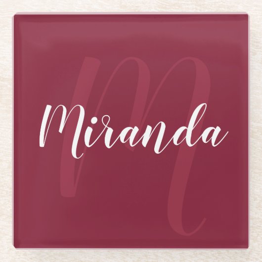 Modernes Personalisiertes Monogramm und Name Burgu Glasuntersetzer (Vorderseite)