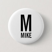 Modernes Personalisiertes Monogramm und Name Button (Vorderseite)