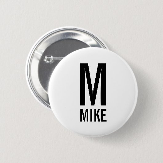Modernes Personalisiertes Monogramm und Name Button (Vorne & Hinten)