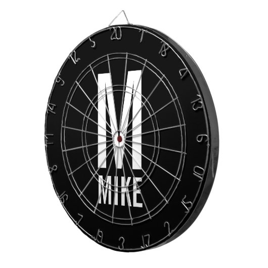 Modernes Personalisiertes Monogramm und Name Dartscheibe (Vorderseite rechts)