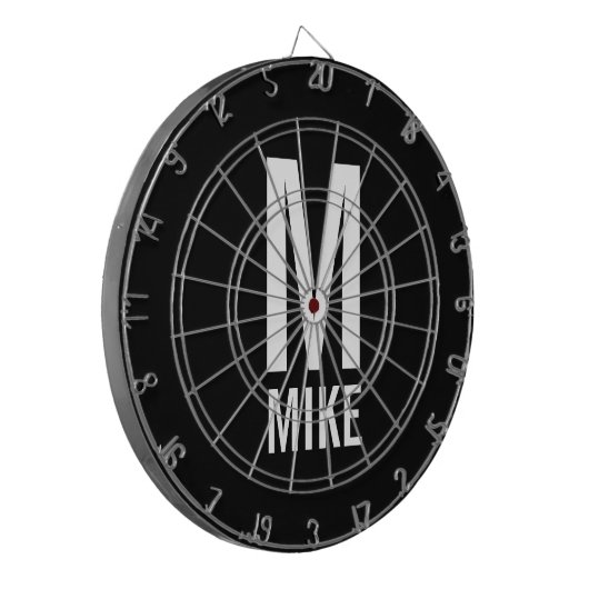 Modernes Personalisiertes Monogramm und Name Dartscheibe (Vorderseite Links)
