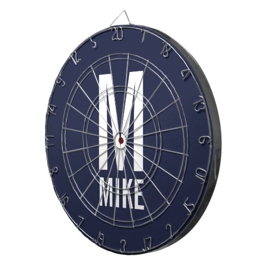 Modernes Personalisiertes Monogramm und Name Dartscheibe (Vorderseite rechts)