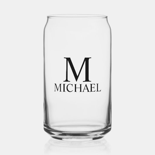 Modernes Personalisiertes Monogramm und Name Dosenglas (Vorderseite)