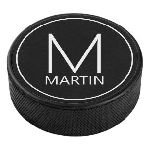 Modernes Personalisiertes Monogramm und Name Eishockey Puck