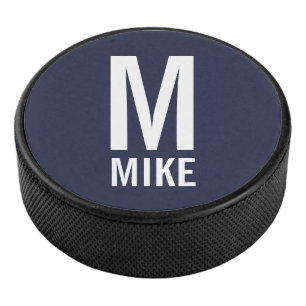 Modernes Personalisiertes Monogramm und Name Eishockey Puck