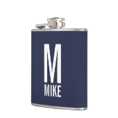 Modernes Personalisiertes Monogramm und Name Flachmann (Links)