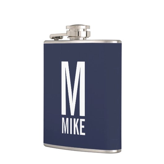 Modernes Personalisiertes Monogramm und Name Flachmann (Links)