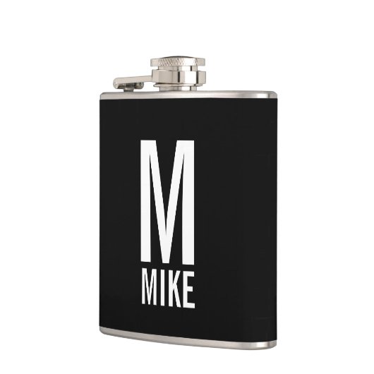 Modernes Personalisiertes Monogramm und Name Flachmann (Links)