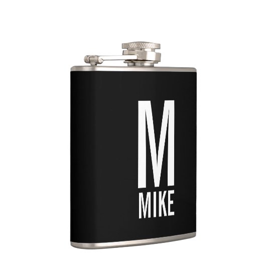 Modernes Personalisiertes Monogramm und Name Flachmann (Rechts)