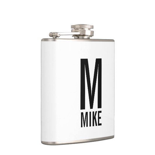 Modernes Personalisiertes Monogramm und Name Flachmann (Rechts)