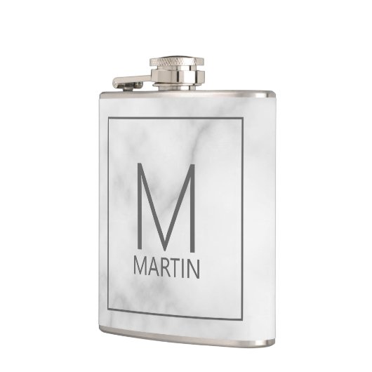 Modernes Personalisiertes Monogramm und Name Flask Flachmann (Links)