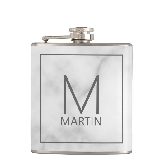 Modernes Personalisiertes Monogramm und Name Flask Flachmann (Vorderseite)