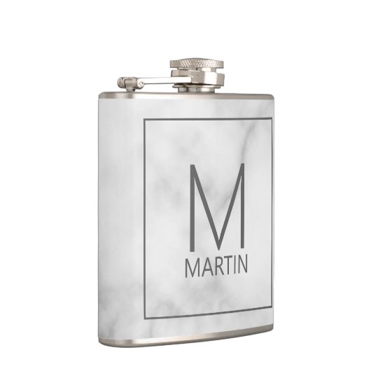 Modernes Personalisiertes Monogramm und Name Flask Flachmann (Rechts)