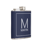 Modernes Personalisiertes Monogramm und Name Flask Flachmann (Rechts)