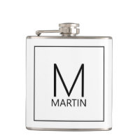 Modernes Personalisiertes Monogramm und Name Flask