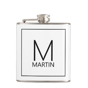 Modernes Personalisiertes Monogramm und Name Flask Flachmann