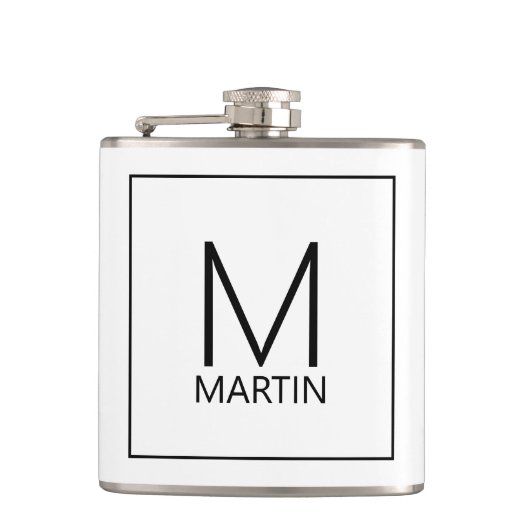 Modernes Personalisiertes Monogramm und Name Flask Flachmann (Vorderseite)
