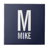 Modernes Personalisiertes Monogramm und Name Fliese (Vorderseite)
